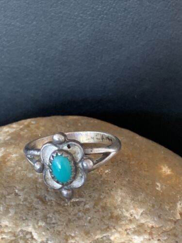 Navajo Green Turquoise Ring | Sterling Silver | Sz 5.5 | Authentic Native American Handmade | 10786
