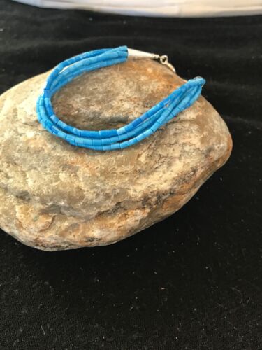 Native American Liquid Blue Denim Lapis Heishi Bracelet | Sterling Silver | 7" | 5-Strand | 13611