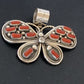 Navajo Red Coral Butterfly Pendant | Authentic Native American Sterling Silver | Multi-Stone | 1.5" | 1998