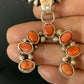Navajo Red Spiny Oyster Necklace with Sterling Silver Naja Pendant | Authentic Native American Handmade | 326