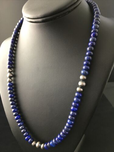 Native American Men's Lapis Lazuli Strand Necklace | Sterling Silver | 20" | 1735