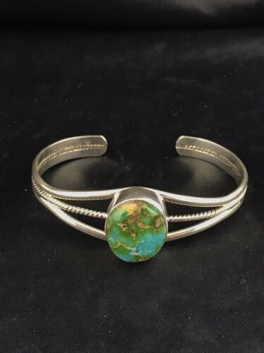 Native American Navajo Turquoise Bracelet | Sterling Silver | Authentic Handmade | 4549 - Masha USA