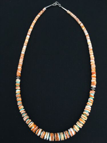 Navajo Spiny Oyster Graduated Necklace | Sterling Silver | Authentic Native American | 21" | 4771