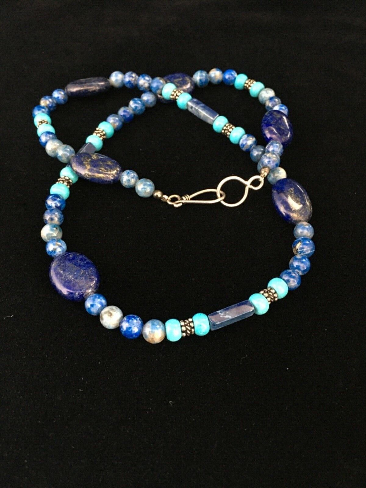 Native American Men's Navajo Lapis Lazuli Turquoise Necklace | Sterling Silver | 18" | 1726