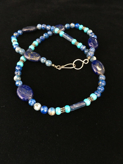 Native American Men's Navajo Lapis Lazuli Turquoise Necklace | Sterling Silver | 18" | 1726