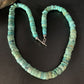 Native American Green Turquoise Heishi Bead Necklace | 12mm | Sterling Silver | Handmade | 22" | 13570