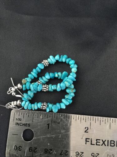 Navajo Blue Turquoise Nugget Earrings | Sterling Silver | 1.5" | Authentic Native American Handmade | 1979