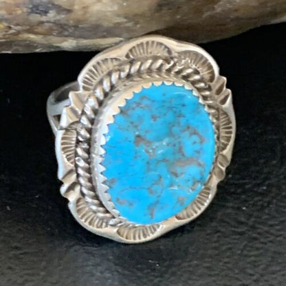 Navajo Blue Kingman Turquoise Ring | Sterling Silver | Sz 9 | 12953