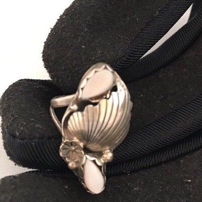 Navajo Pink Feather Mother of Pearl Multi-Stone Ring | Authentic Native American Sterling Silver | Multi-Stone | Sz 5 | 3845