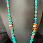 Navajo Natural Turquoise & Spiny Oyster Necklace | Sterling Silver | Authentic Native American | 25" | 13493