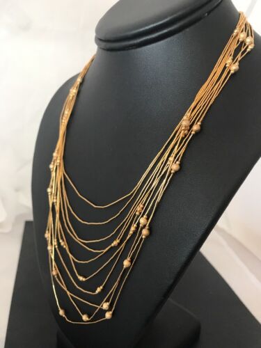 Gold Filled Beads Liquid Heishi 10 Strand Tube Necklace | Graduated | 3694