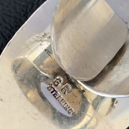 Native American Green Mother of Pearl Inlay Ring | Navajo Sterling Silver | Sz 7 | 12938 - Masha USA