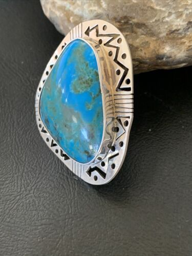 Native American XL Women's Sterling Silver Blue Kingman Turquoise Ring | Sz 8 | 12188