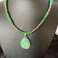 Navajo Green Turquoise Pendant Necklace | Sterling Silver Beads | Authentic Native American Handmade | 13307