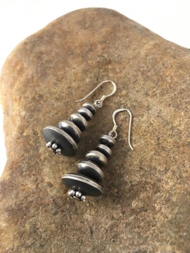 Native American Navajo Pearls Bead Earrings | Sterling Silver | 1.5" | 8861