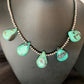 Navajo Teardrop Blue Turquoise Necklace | Sterling Silver Pearls | 20" | Authentic Native American Handmade | 13959