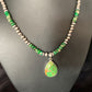 Navajo Green Mojave Turquoise Pendant Necklace | Sterling Silver | Native American Handmade | 13466