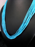 Native American Handmade 10-Strand Stabilized Turquoise Heishi Necklace | Sterling Silver | 20" | 10317