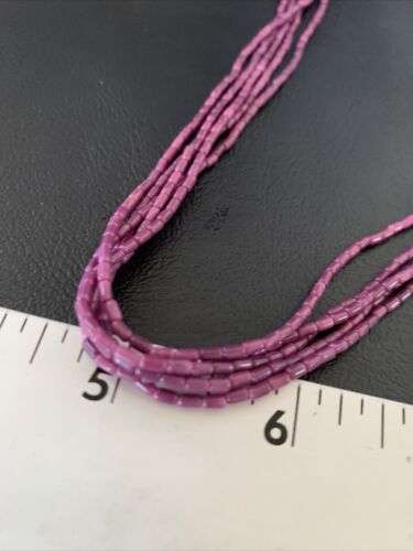 Navajo Purple Sugilite 5-Strand Necklace | Sterling Silver Rice Heishi | 20" | Authentic Native American Handmade | 12929