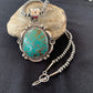 Men's Navajo Pearls Necklace Pendant | Sterling Silver | Blue Turquoise #8 | Authentic Native American Handmade | 529