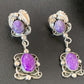 Navajo Purple Sugilite Dangle Post Earrings | Sterling Silver | 2" | Authentic Native American Handmade | 1524