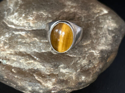 Native American Coffee Tiger's Eye Ring | Sterling Silver | Sz 9 | 14269 - Masha USA