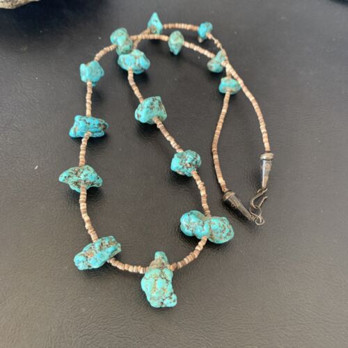 Navajo Turquoise Necklace | Sterling Silver | 24" | Authentic Native American Handmade | 10686
