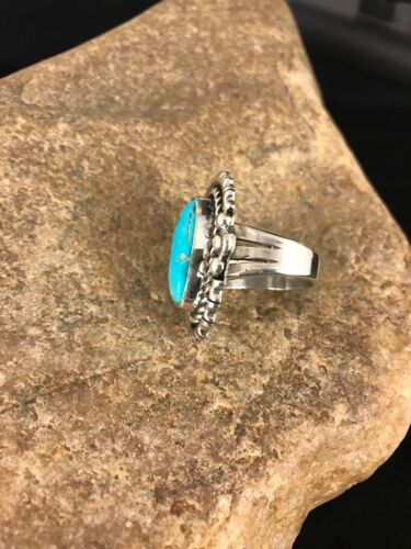 Navajo Kingman Turquoise Ring | Sterling Silver | Sz 8 | Authentic Native American Handmade | Yazzie | 8130