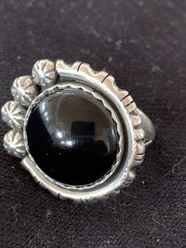 Native American Men's Navajo Black Onyx Ring | Sterling Silver | Sz 9 | Authentic Handmade | 1080