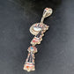 Zuni Kachina Coral Mother of Pearl Onyx Inlay Pin Pendant | Sterling Silver | 4.20" | 13688