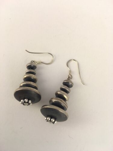 Native American Navajo Pearls Bead Earrings | Sterling Silver | 1.5" | 8861