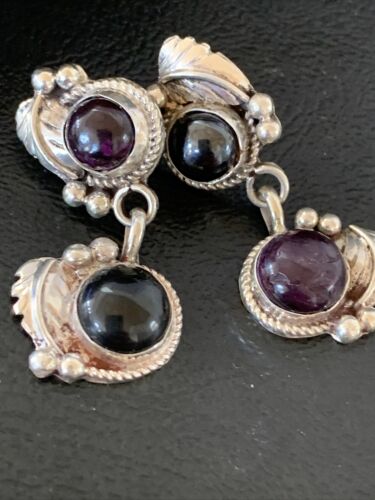 Navajo Purple Sugilite Dangle Earrings | Sterling Silver | Authentic Native American Handmade | 1595