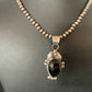 Native American Men's Navajo Pearls Necklace Pendant | Sterling Silver Black Onyx | 13099