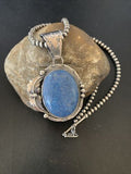 Navajo Denim Lapis Necklace with Pendant | Sterling Silver | Authentic Native American Handmade | 12443