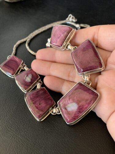 Lariat Necklace with Purple Spiny Oyster Choker Pendant | Sterling Silver | 20" | 13791