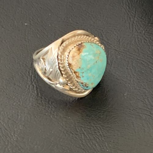 Navajo Blue Kingman Turquoise Ring | Sterling Silver | Sz 11.5 | Authentic Native American Handmade | 11934