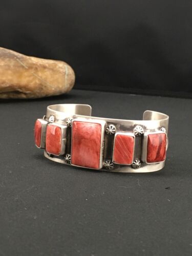 Navajo Spiny Oyster Cuff Bracelet | Sterling Silver | Authentic Native American Handmade | 1314