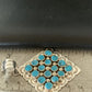 Navajo Blue Turquoise Cluster Pendant | Authentic Native American Sterling Silver | Multi-Stone | 2.5" | 02097