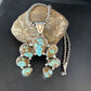 Navajo Blue #8 Turquoise Squash Blossom Necklace Pendant | Authentic Native American Sterling Silver | Naja | 14241