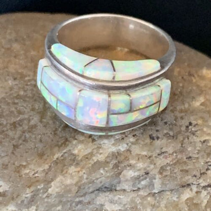 Navajo Pink Opal Inlay Band Ring | Sz 6 | Authentic Native American Handmade | 12403 - Masha USA