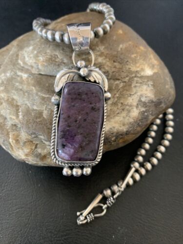 Native American Sterling Silver Navajo Pearl Purple Sugilite Pendant | Authentic Handmade | 12444