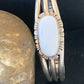 Navajo White Buffalo Turquoise Cuff Bracelet | Sterling Silver | Authentic Native American Handmade | 1423