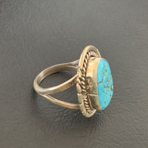 Navajo Blue Kingman Turquoise Ring | Sterling Silver | Sz 8.5 | Authentic Native American Handmade | 11922