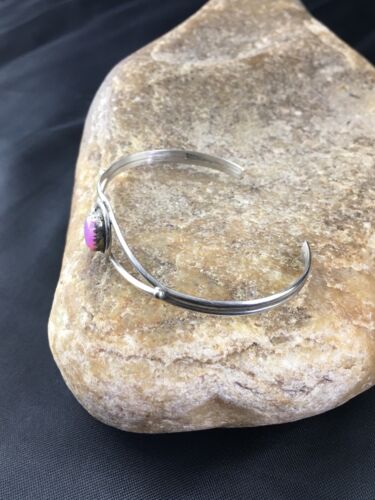 Children's Navajo Pink Opal Cuff Bracelet | Sterling Silver Handmade | Authentic Native American | 10179