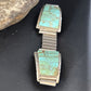 Authentic Navajo Men's Wristwatch | Blue Turquoise Inlay | Sterling Silver Tips | Native American Jewelry | 14395