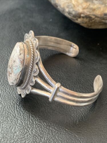 High Grade Dry Creek Turquoise Cuff Bracelet | Navajo Sterling Silver | Authentic Native American Handmade | 11704 - Masha USA