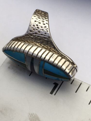 Navajo Multi-Color Opal & Turquoise Inlay Ring | Sterling Silver | Sz 8 | Authentic Native American Handmade | 1611