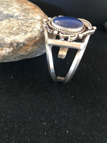 Native American Navajo Lapis Bracelet | Sterling Silver | J Platero | 8039