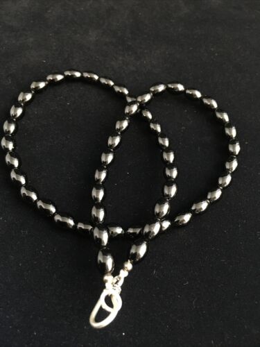 Navajo Black Onyx Necklace | Sterling Silver | 17" | Authentic Native American Handmade | 10030 - Masha USA
