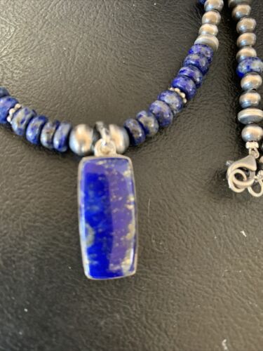 Native American Navajo Blue Lapis Pendant Necklace | Sterling Silver | 12248